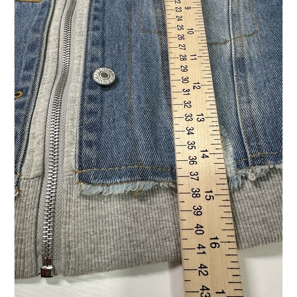 Love Tree Denim Jeans Cropped Jacket Girls Medium Full Zip & Button Gray Lining - Picture 5 of 10